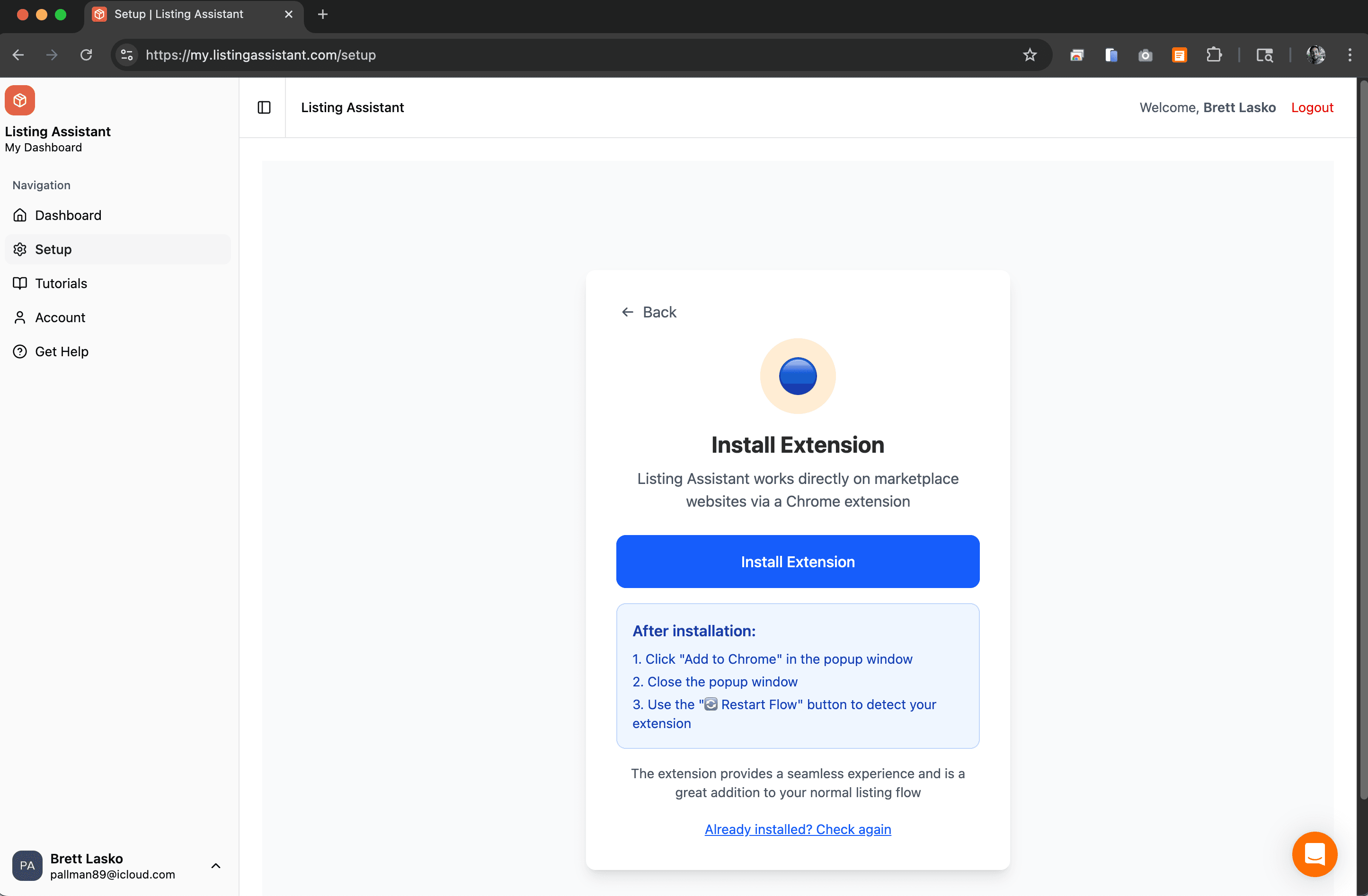 Chrome Extension Install Screen - One-click setup